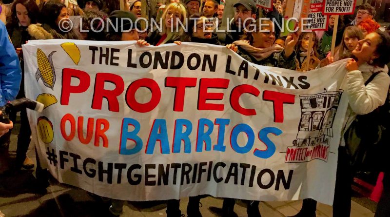 Barriers & Barrios: South London residents protest against developer Delancey's plan to gentrify a market and shopping centre with many Latin American traders © Paul Coleman, London Intelligence ®