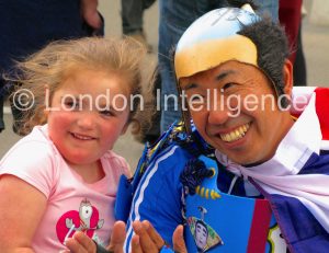 Olympic Smiles: Fans gather at Wembley Stadium for a Japan v France 2012 Olympic Games women's football semi-final © Paul Coleman, London Intelligence ®