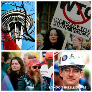 London Intelligence Gallery: Seattle as a city was unprepared for the coalition of protest that greeted the city's decision to host the WTO (© Paul Coleman, London Intelligence).