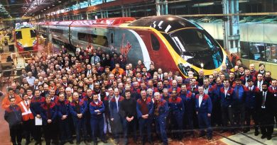 Skilled train-builders at Alstom's Washwood Heath factory with the last of the Pendolino trains they built.