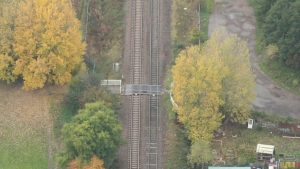 Sportsfield rail footpath crossing at Featherstone, West Yorkshire, where Network Rail say young people are 'playing chicken' with trains. (Network Rail 2026).